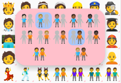 Selecciona el emoji de persona de la mitad derecha. presiona el emoji de la persona de la derecha