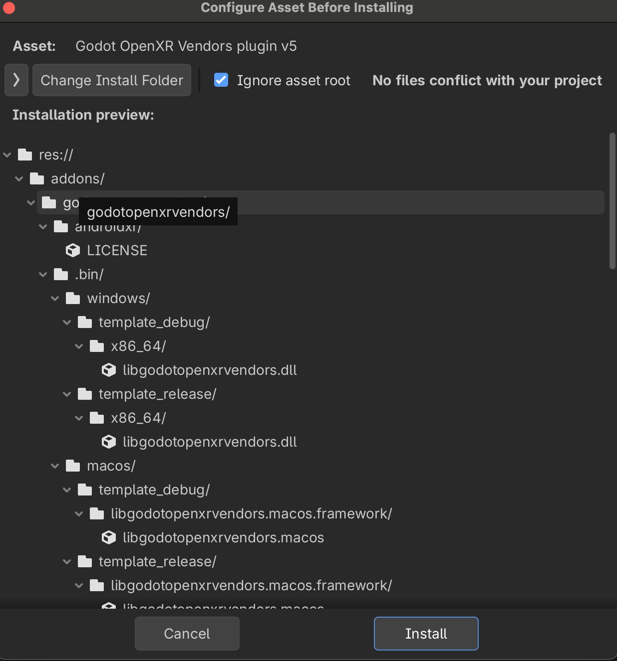 Zainstaluj wtyczkę Godot OpenXR Vendors