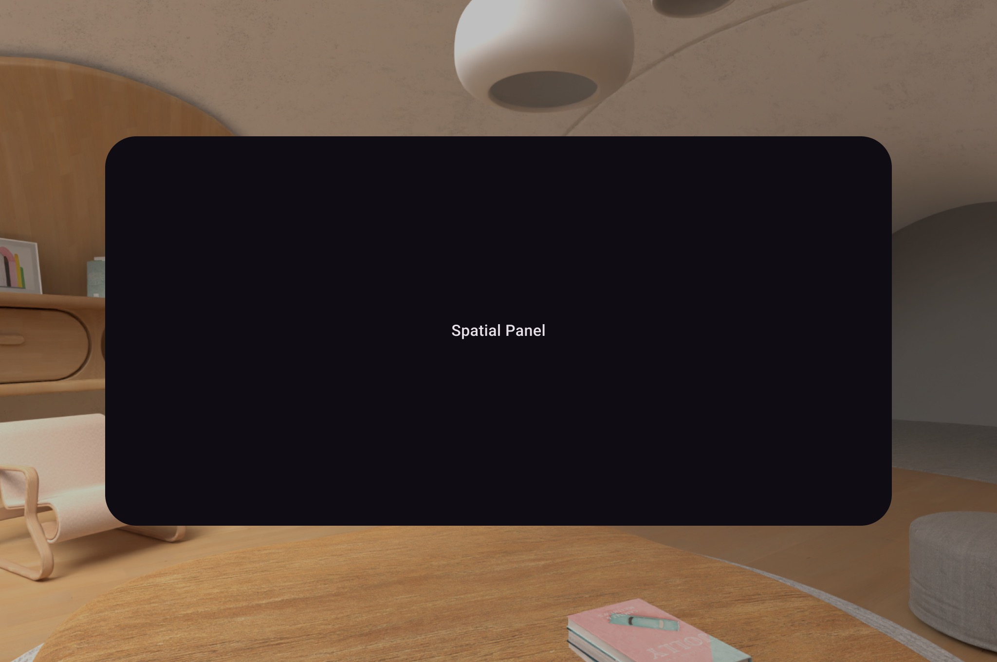 Exemplo de um painel de interface espacial