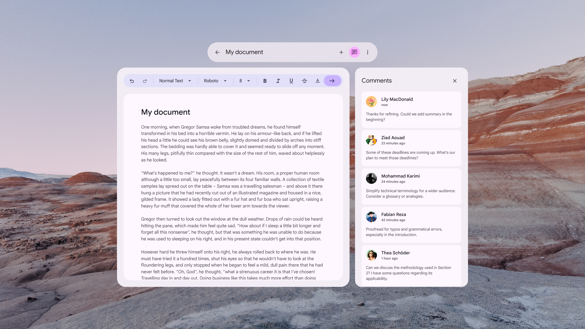 Barra de la app superior espacializada (adaptada para XR)