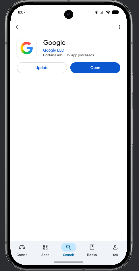 透過 Google Play 商店應用程式更新 Google 應用程式。