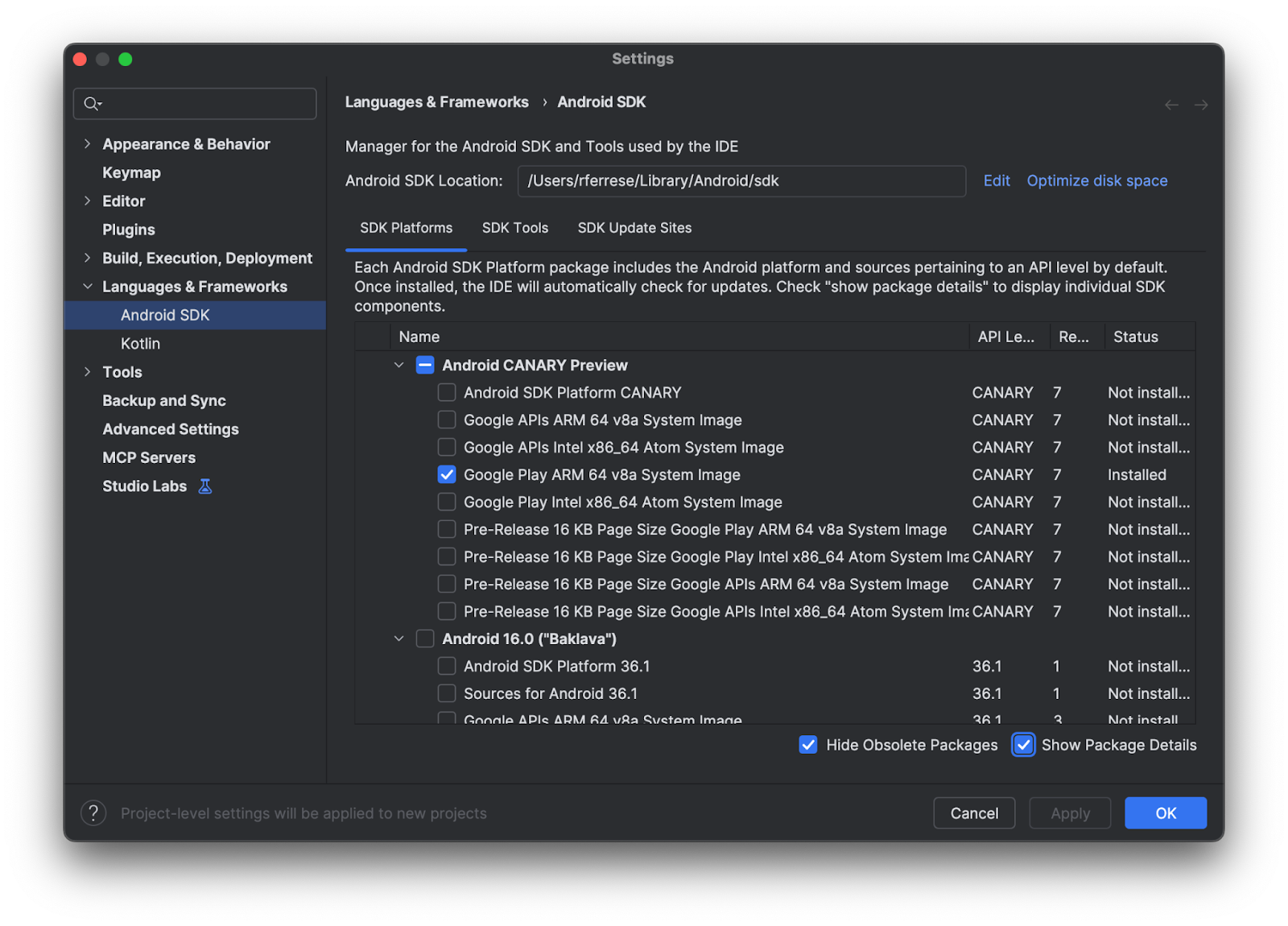 Zaznacz pole wyboru **Pokaż szczegóły pakietu**.