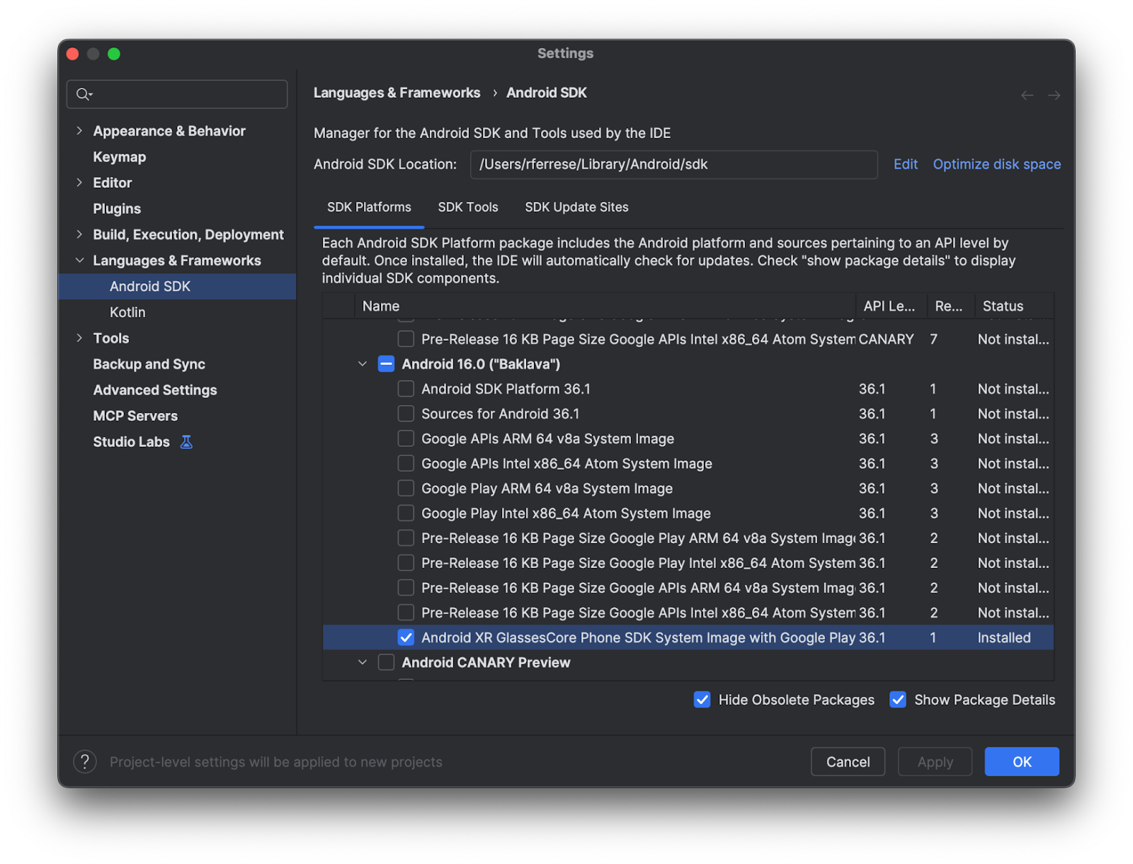 הסרת קובץ האימג' של מערכת הטלפון GlassesCore