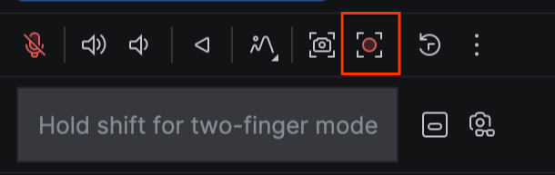 Utilizza i controlli dell'emulatore per acquisire una registrazione dello schermo dell'emulatore
visualizzato in Android Studio.
