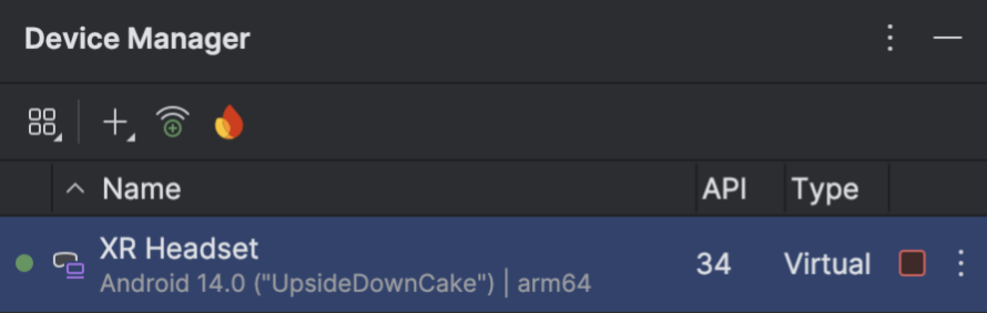 অ্যান্ড্রয়েড স্টুডিও ডিভাইস ম্যানেজার স্ক্রিন