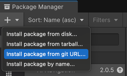 Importa il pacchetto AXRIF utilizzando il relativo URL Git.