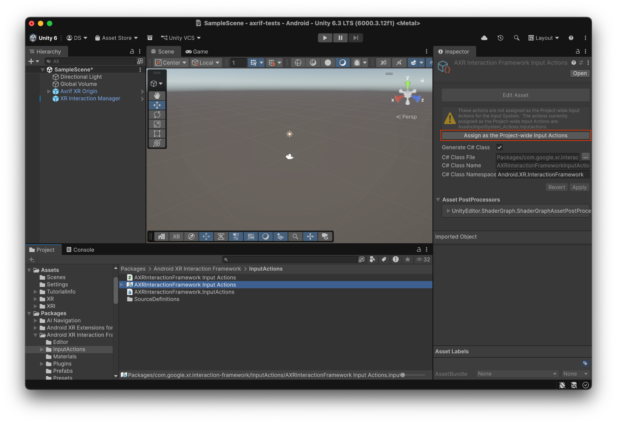 Unity の入力アクションの入力アクションを構成して、ランタイム データを Unity の入力アクションとブリッジします。