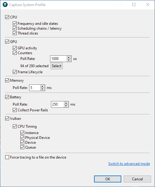 Dialogfeld „Capture Config“