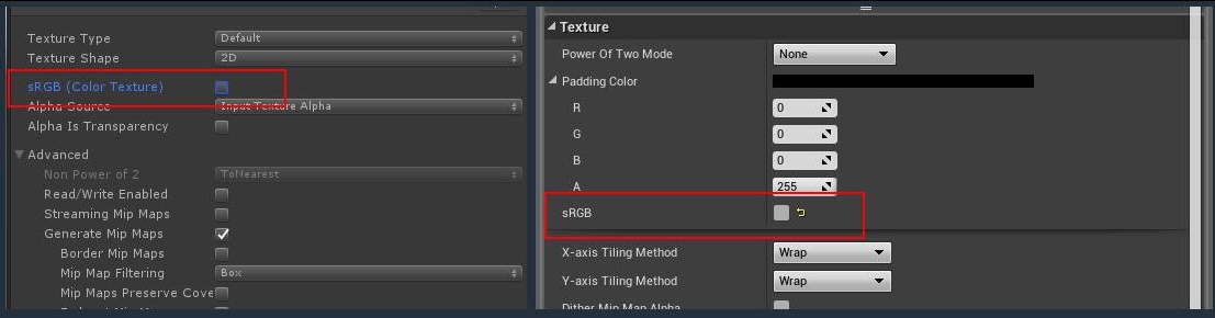 sRGB texture settings in Unity and Unreal Engine 4