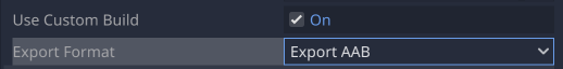 Options &quot;Format d&#39;exportation&quot; et &quot;Utiliser un build personnalisé&quot;