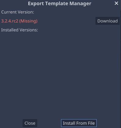 Export Template Manager do Godot