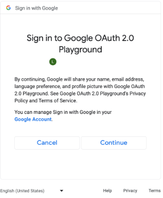 صفحه رضایت برای دامنههای اضافی OAuth.