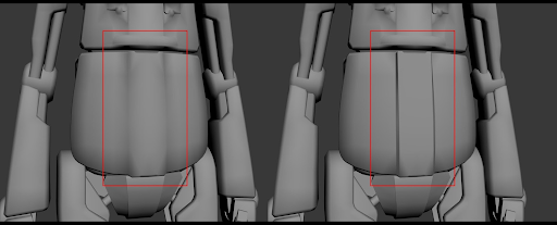 An example of a smoothing group. On the left, the robot has a smoothing group applied.