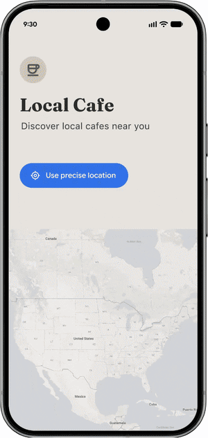 Dimostrazione del flusso in-app del pulsante posizione