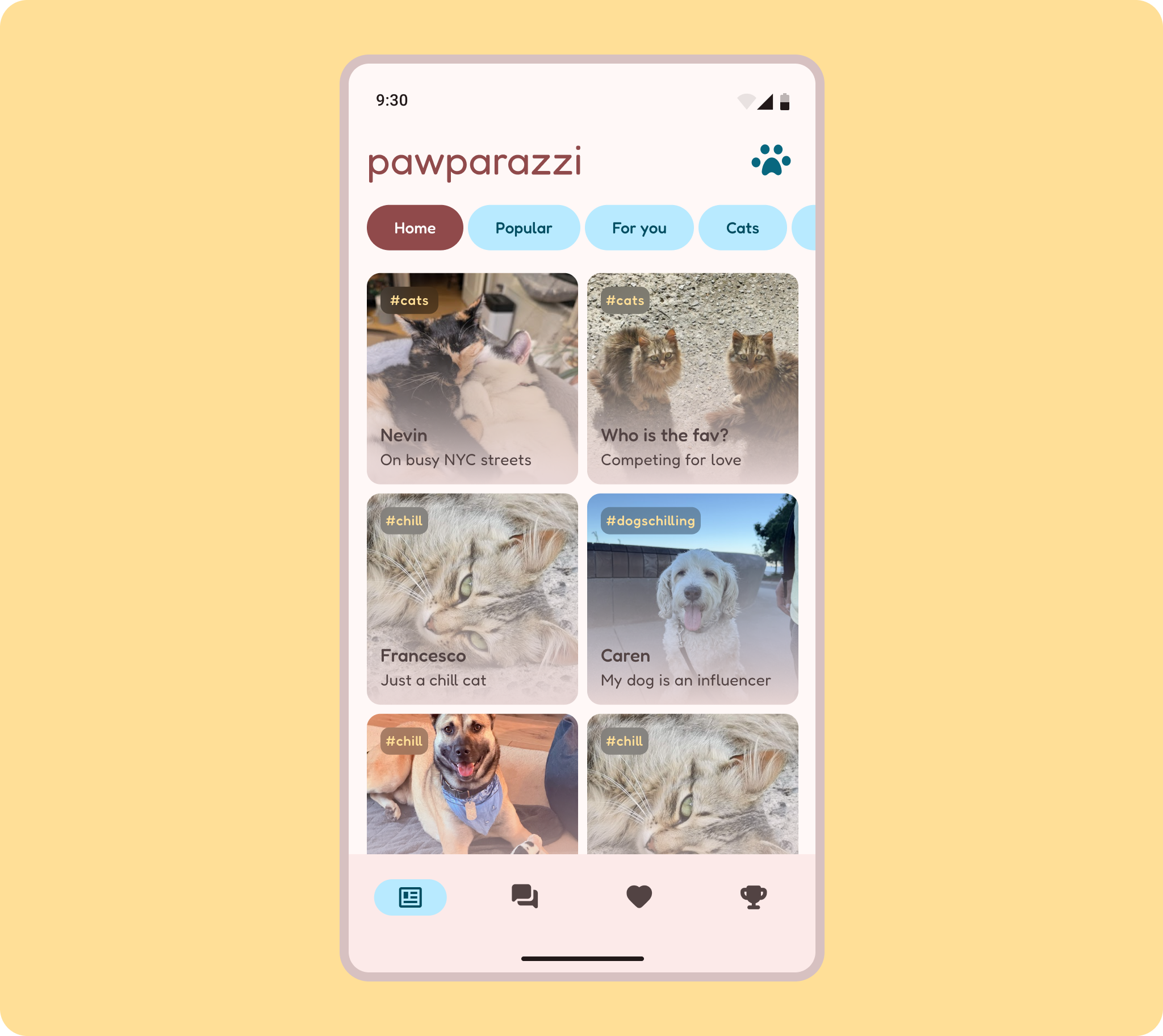 Schermata Home sullo smartphone