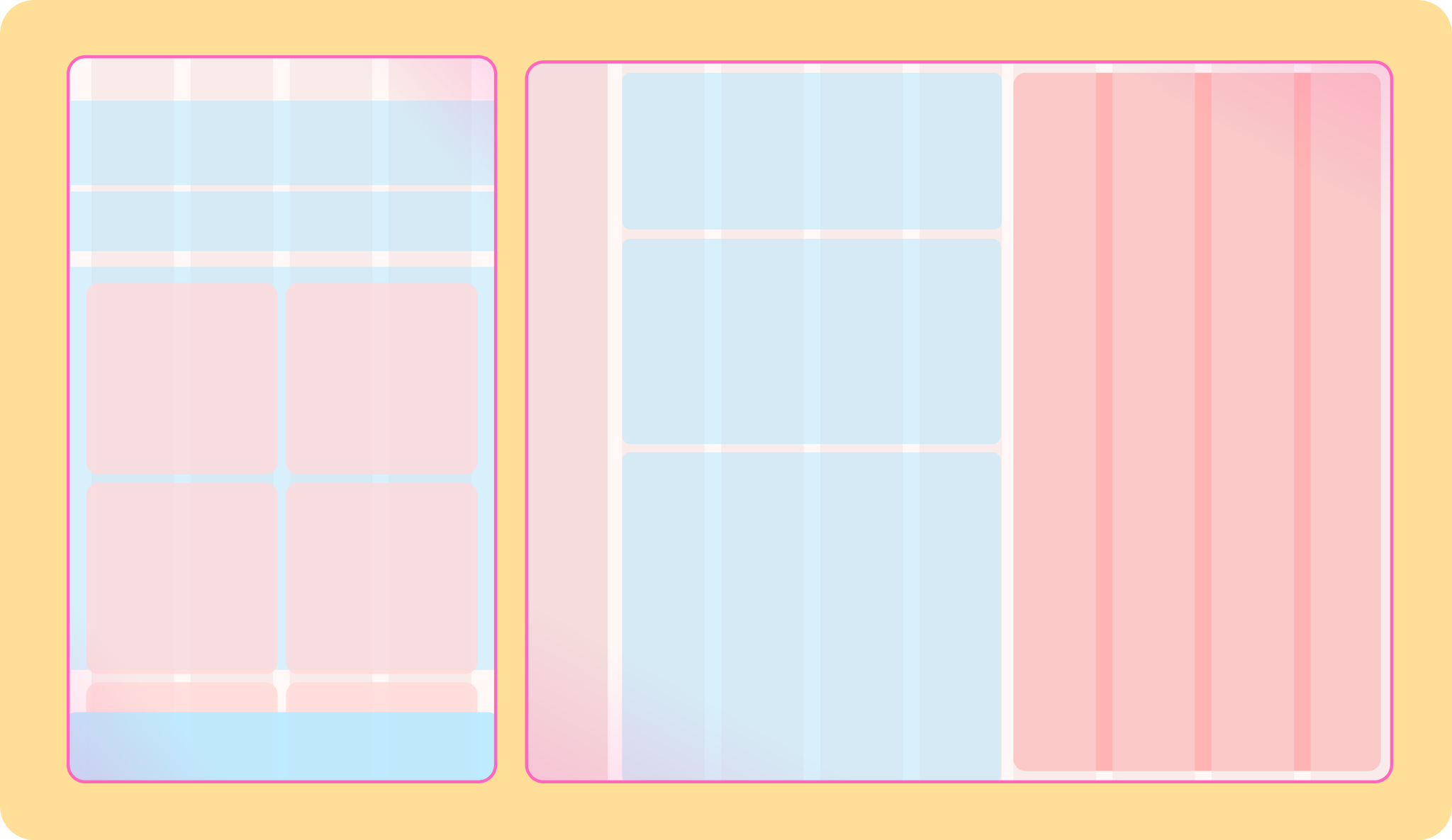 La griglia di layout utilizzata in Pawparazzi