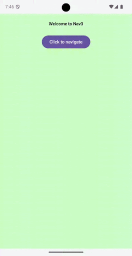 Comportamento padrão do `NavDisplay` com dois destinos.