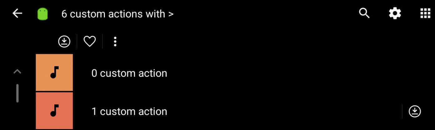 Benutzerdefinierte Suchaktionen im Stammknoten eines Navigationsknotens.