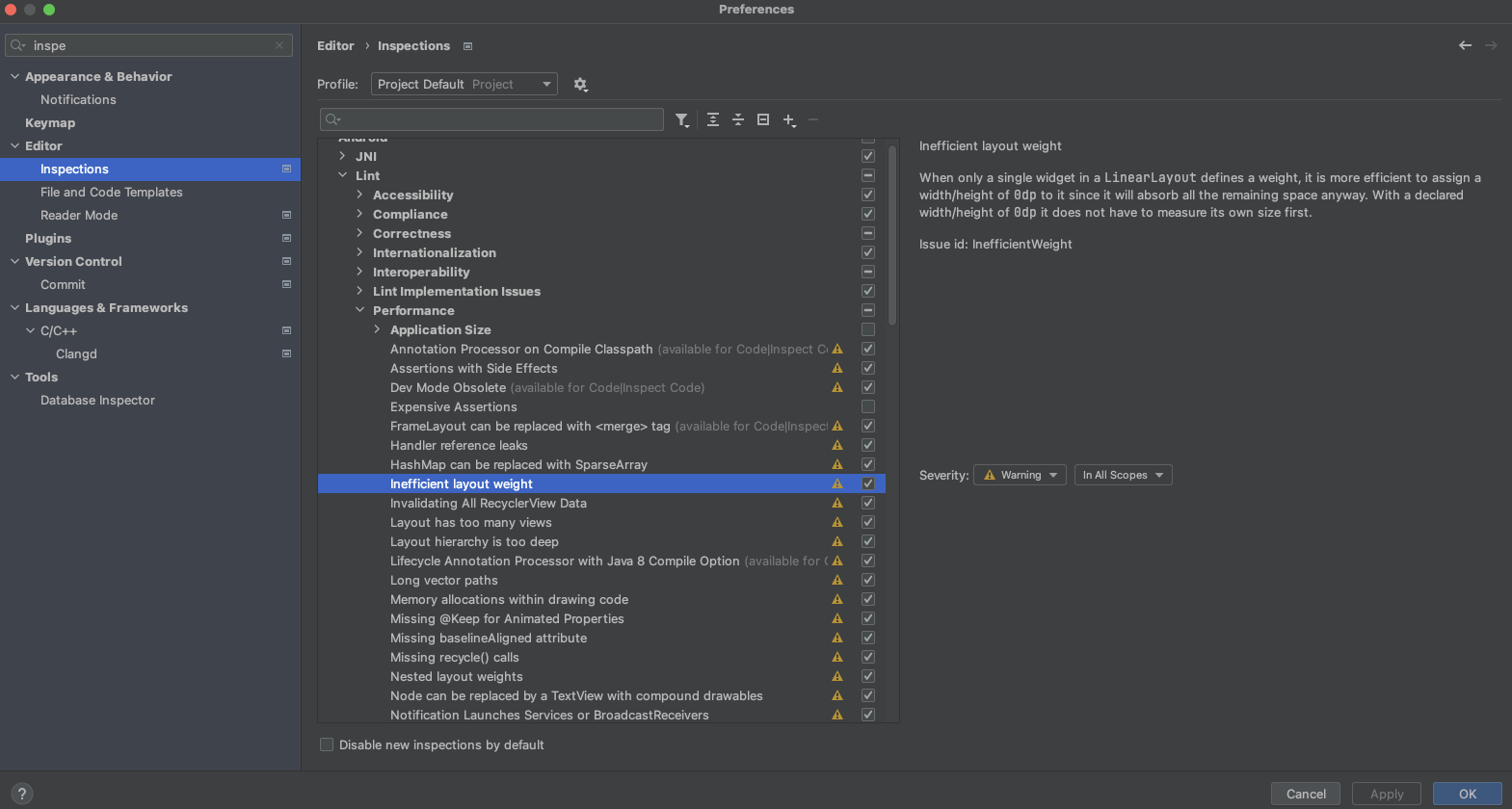 Android Studio Denetleme menüsünü gösteren resim