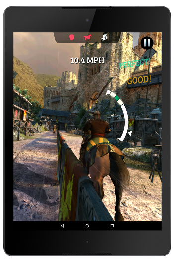 Tablet mit dem Gameplay von Rival Knights von Gameloft