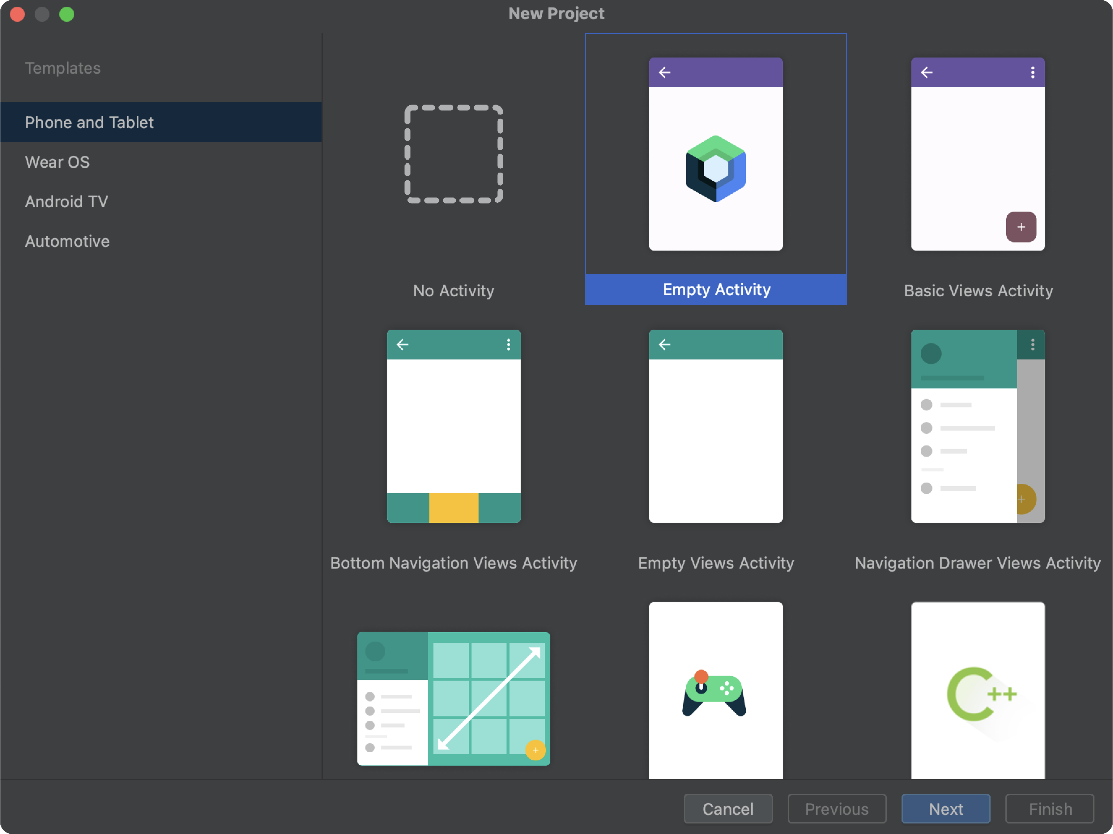 Create new Compose project in Android Studio