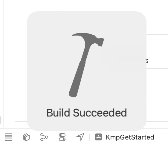 Build successful shown in Xcode