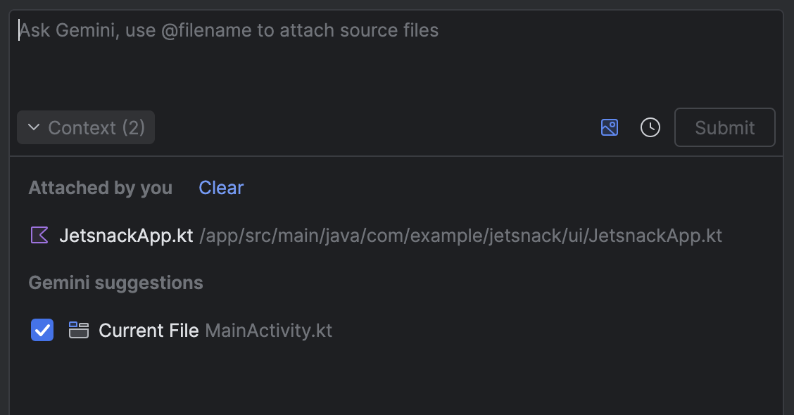 File yang dilampirkan secara manual dan disarankan oleh Gemini