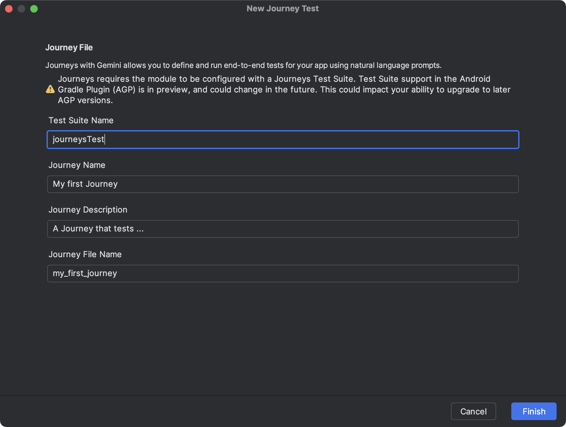 Okno w Android Studio, w którym możesz utworzyć plik ścieżki.