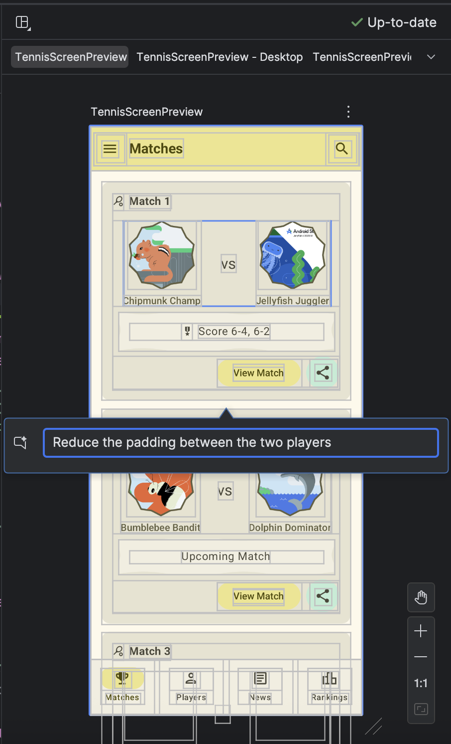 'জেমিনি দিয়ে UI রূপান্তর করুন' মডেল ডায়ালগ