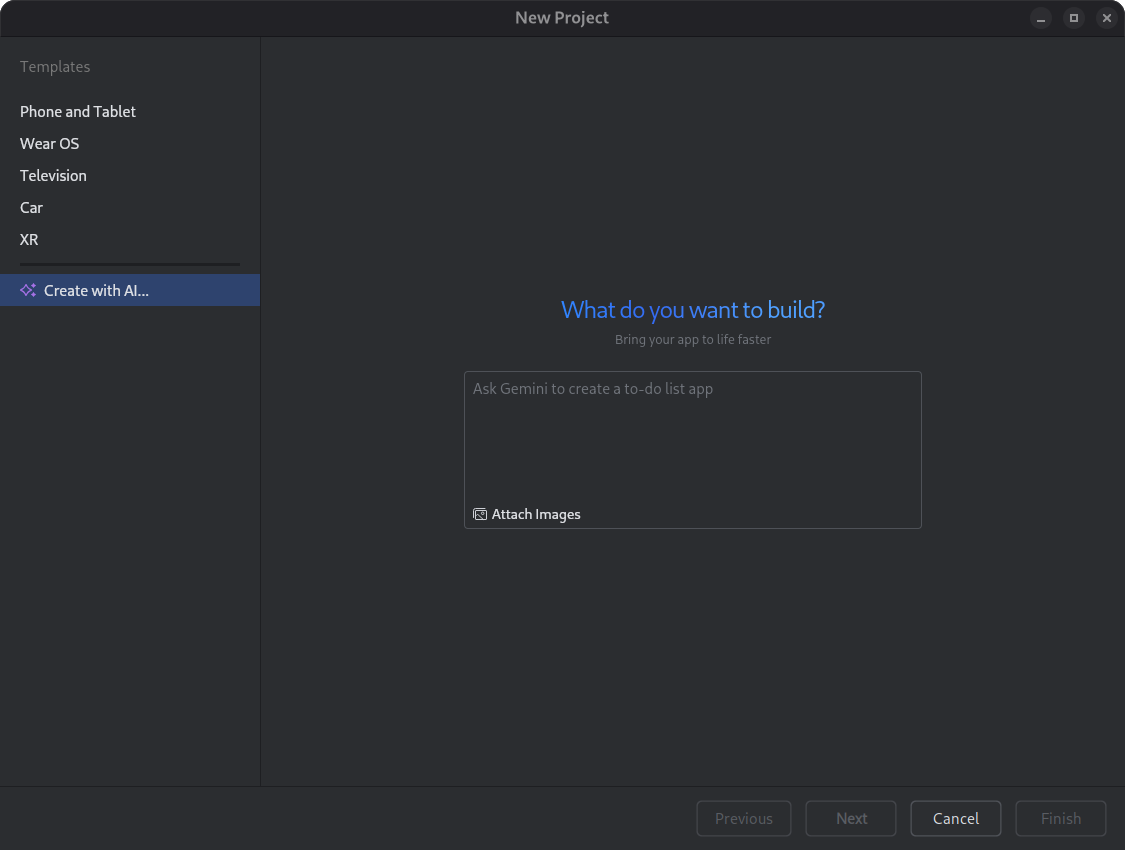 Hộp thoại Tạo bằng AI chứa câu lệnh: Một thiết bị theo dõi hoạt động thể dục cho điện thoại và đồng hồ, theo dõi hoạt động chạy bộ và đạp xe. Hộp thoại này có các nút để chọn nhiều loại ứng dụng, bao gồm cả nút theo dõi hoạt động thể dục.