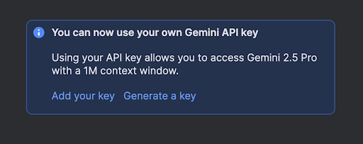 Add your own API key to expand the context window.