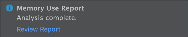 Notification indiquant qu&#39;un rapport d&#39;utilisation de la mémoire est prêt à être examiné