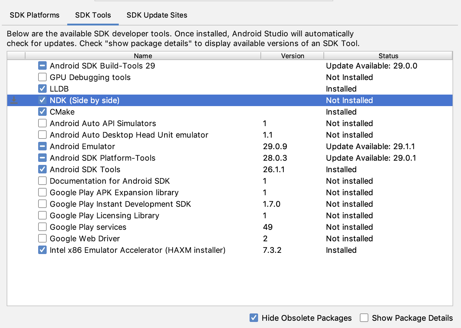 รูปภาพเครื่องมือจัดการ SDK