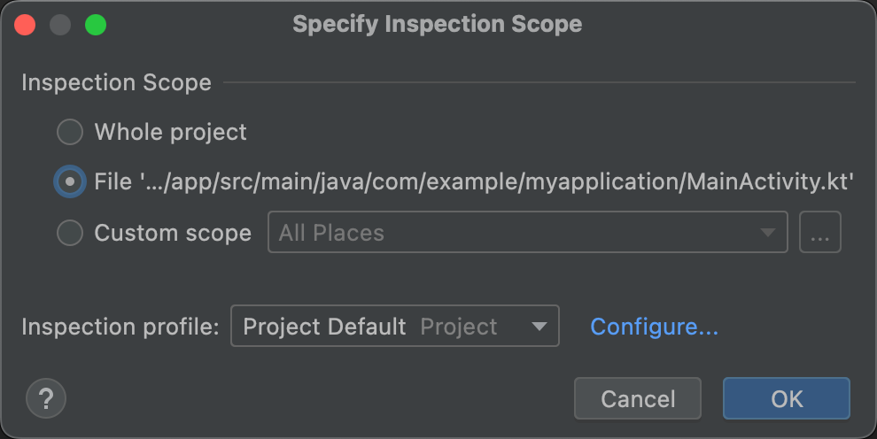 Review the inspection scope settings