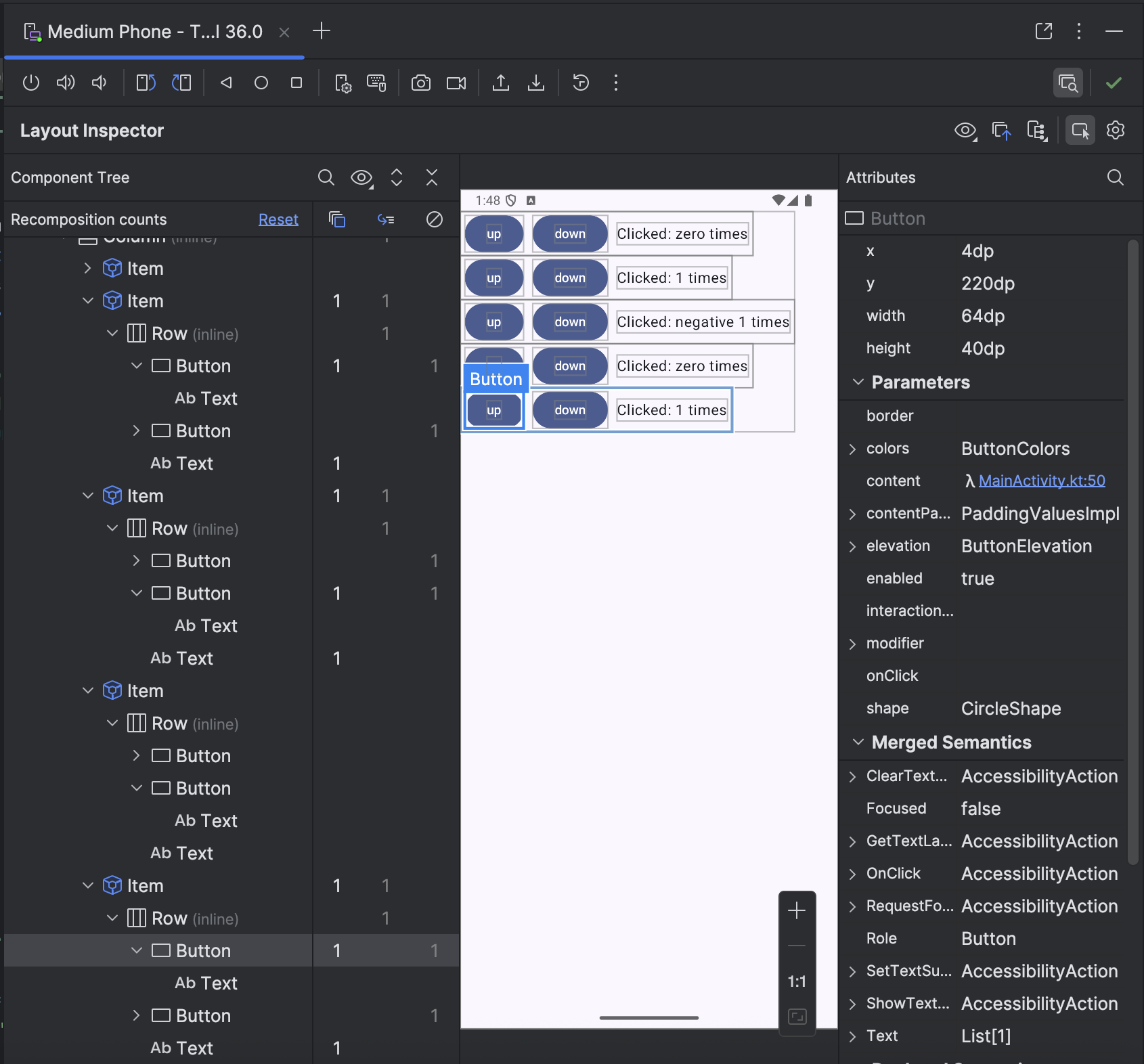 Layout Inspector supports Child recomposition counts
