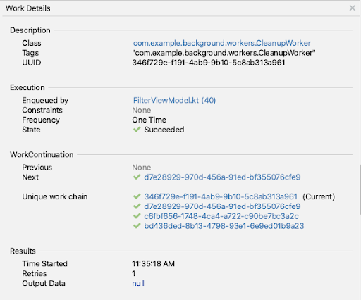 WorkManager Inspector の詳細