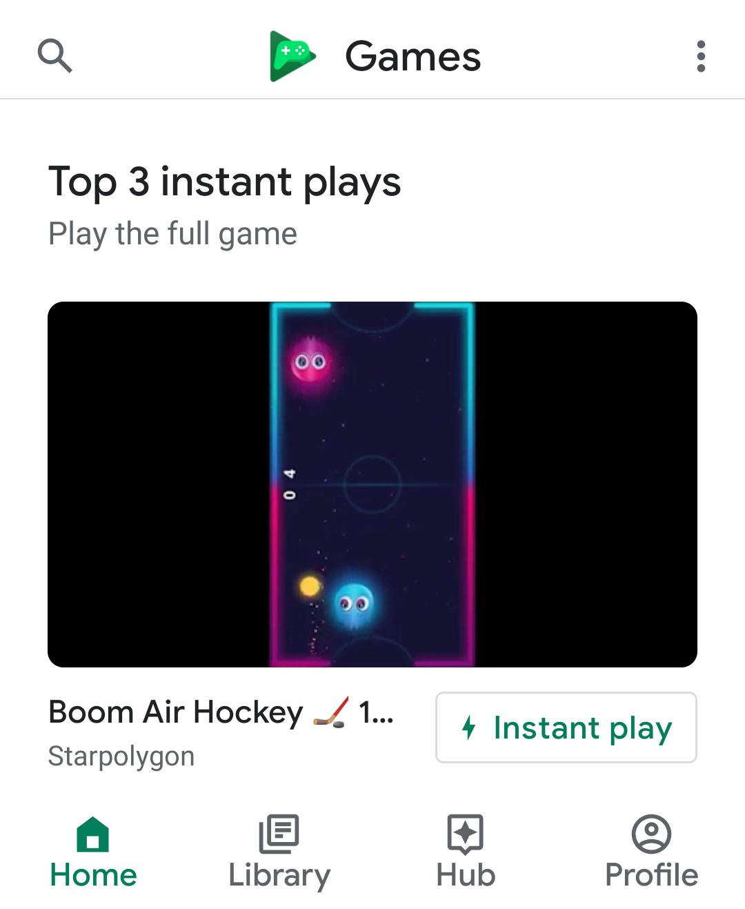 Le bouton &quot;Jouer instantanément&quot; s&#39;affiche dans l&#39;application Google Play Jeux