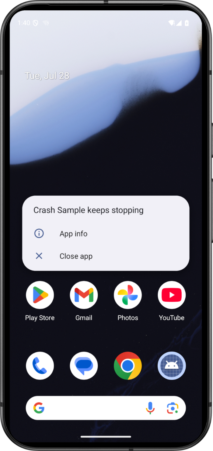 Android 设备上的应用崩溃