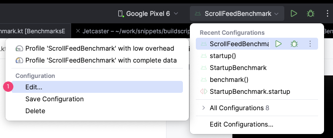 modifier la configuration d&#39;exécution