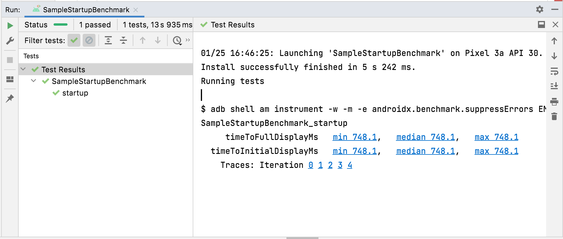 Hasil startup
Macrobenchmark