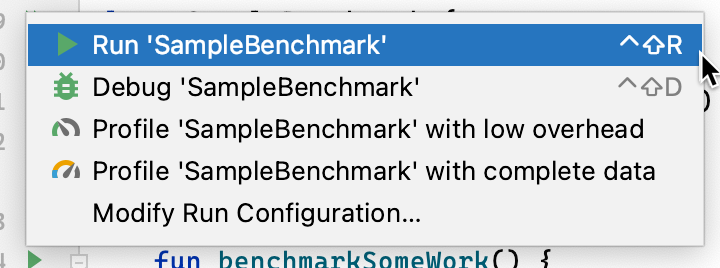 הפעלת בדיקת Microbenchmark