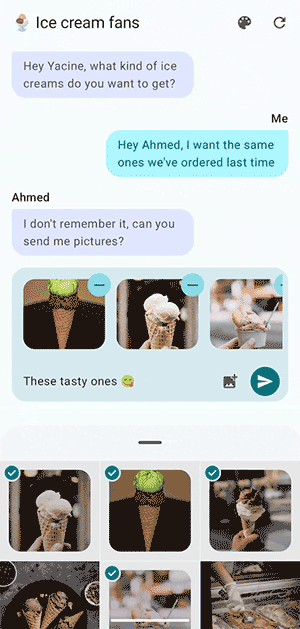 Animasi yang menunjukkan proses pemilihan alat pilih foto berkelanjutan