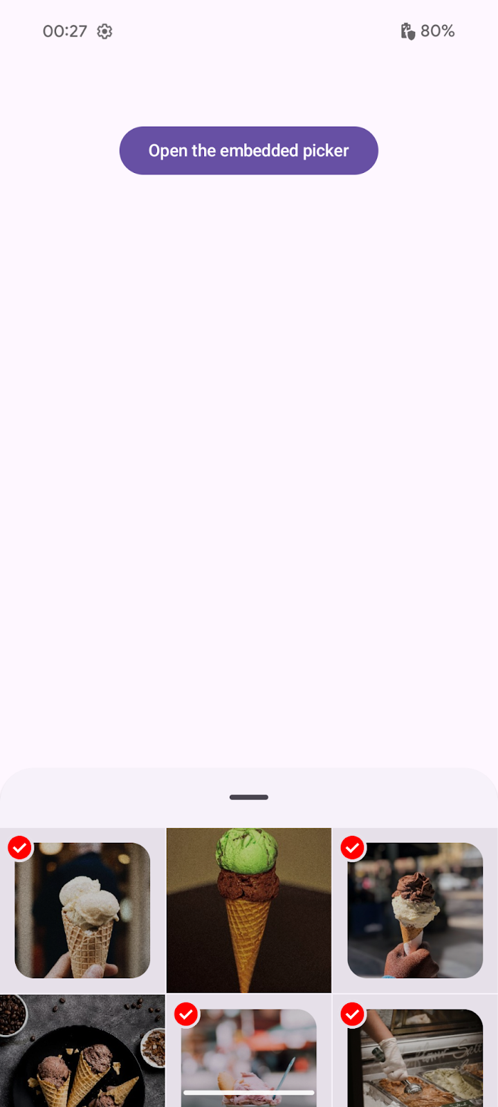 照片选择器屏幕截图，其中显示了强调色（峰值）