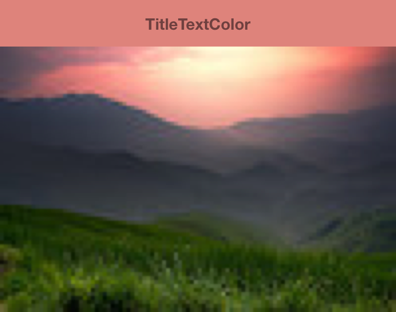 صورة تعرض غروب الشمس وشريط أدوات يتضمّن TitleTextColor