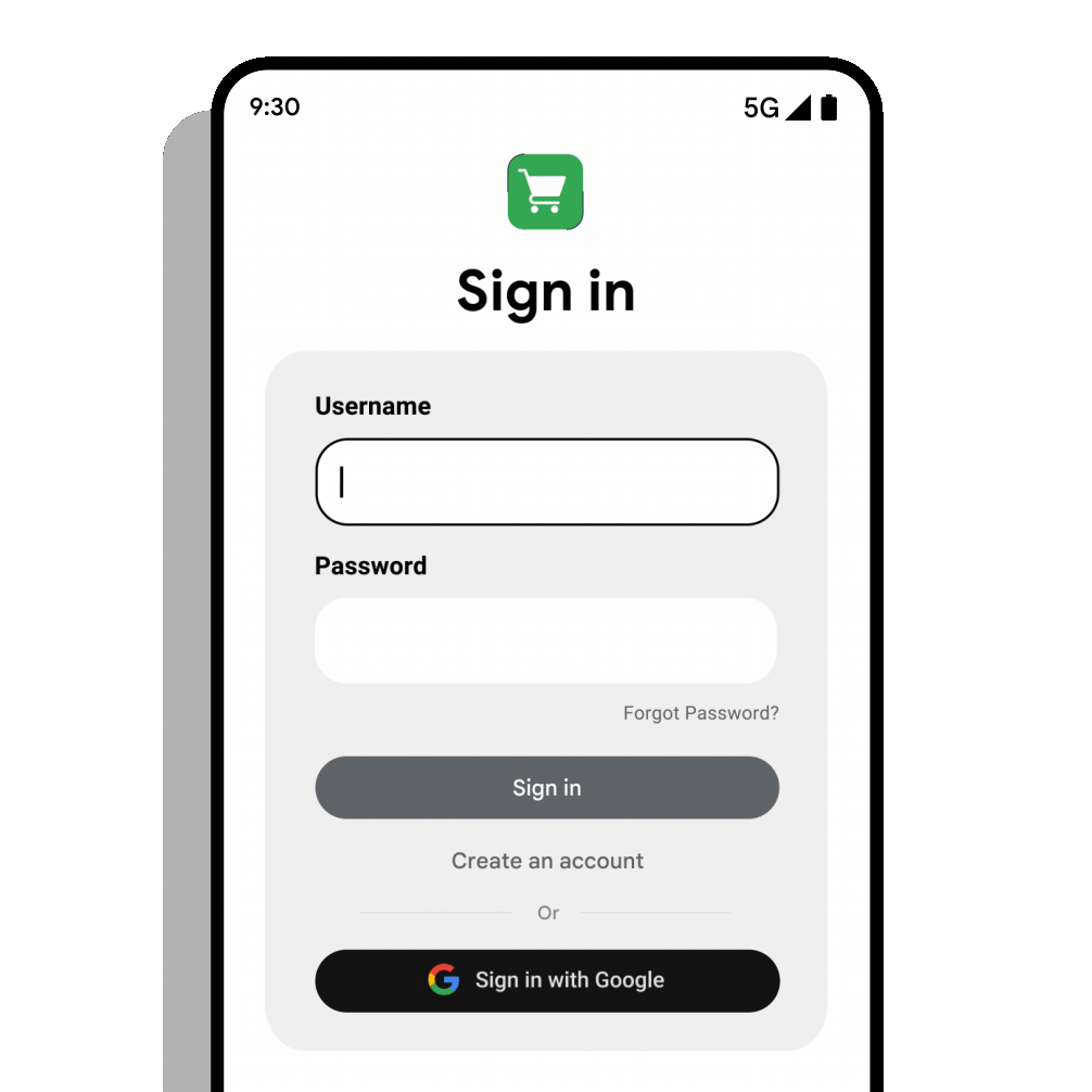 Animasi yang menampilkan alur Login dengan Google