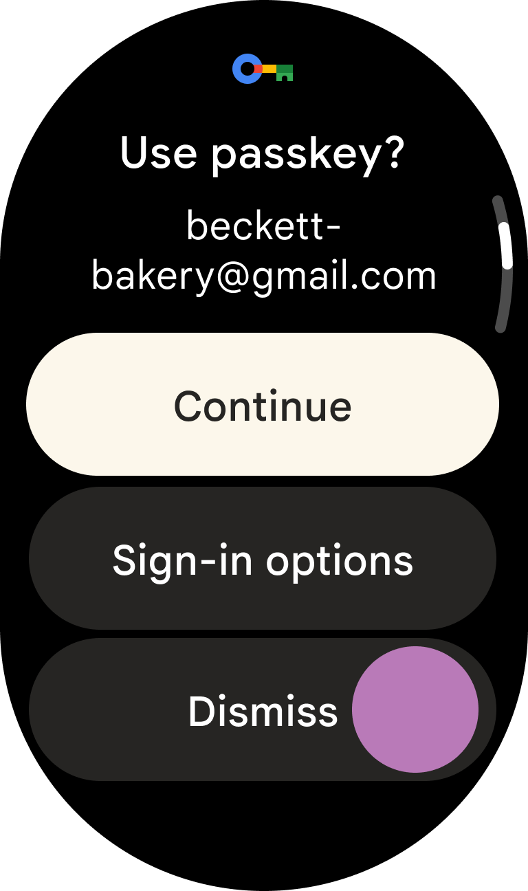 जब कोई उपयोगकर्ता, पुष्टि करने के दूसरे तरीकों पर जाने के लिए &#39;खारिज करें&#39; पर टैप करता है