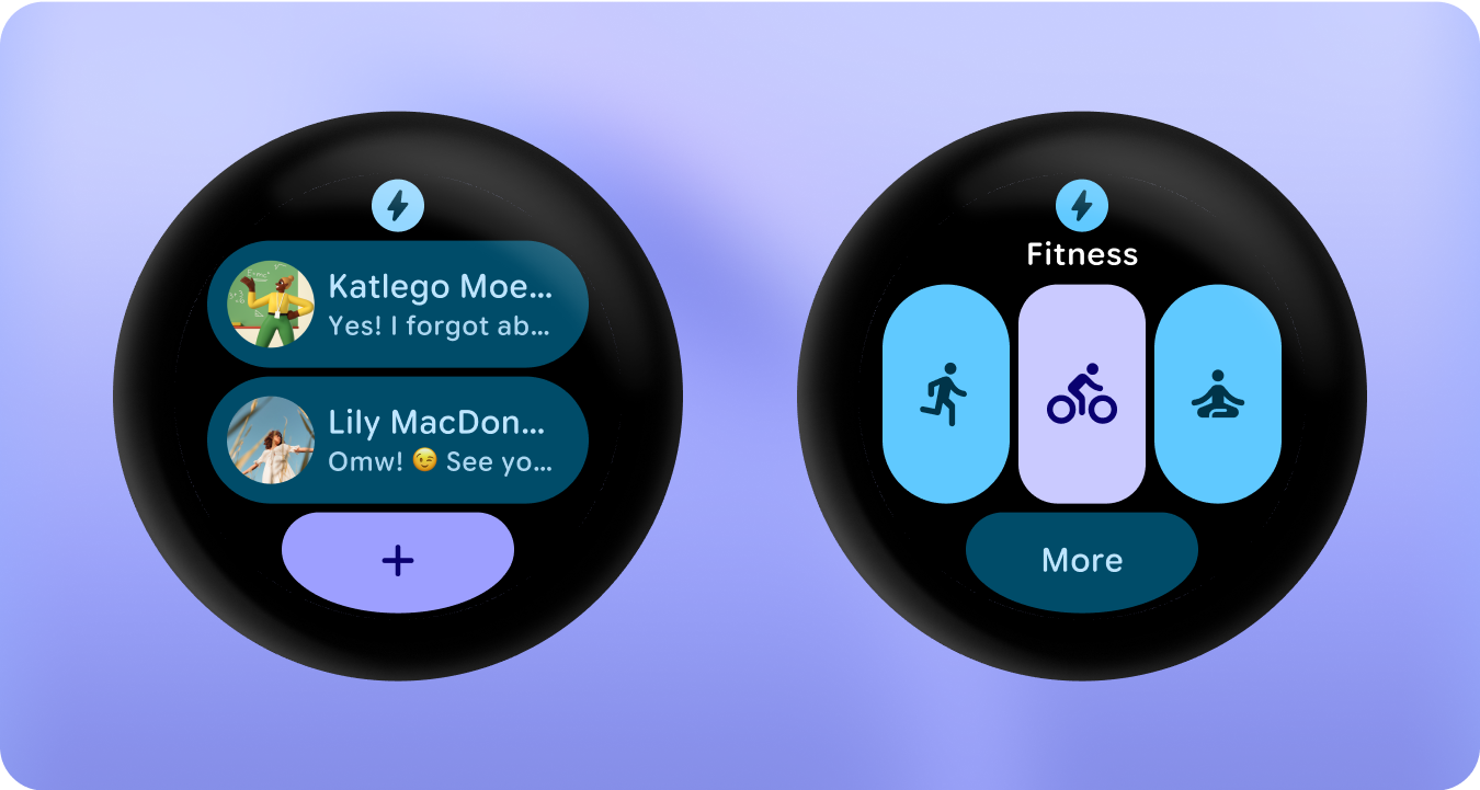 "El tercer color de contraste permite que un botón de detención en una app de cronómetro aparezca en rojo, aunque la app ya tenga azul y rosa como colores de contraste".