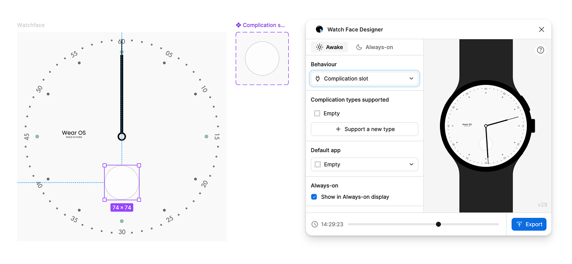 El menú desplegable Behavior aparece cerca de la esquina superior izquierda de la ventana.